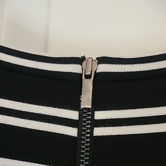 Ann Taylor Black White Striped Midi Length Dress Size S Career Office 3/4 Sleeve - Picture 9 of 13